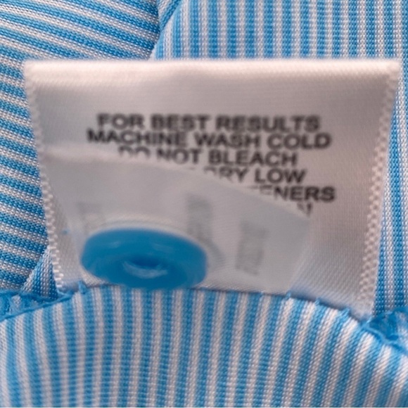 Peter Millar Summer Comfort Golf Polo Blue White Striped River Oaks CC Size XL - Picture 10 of 10